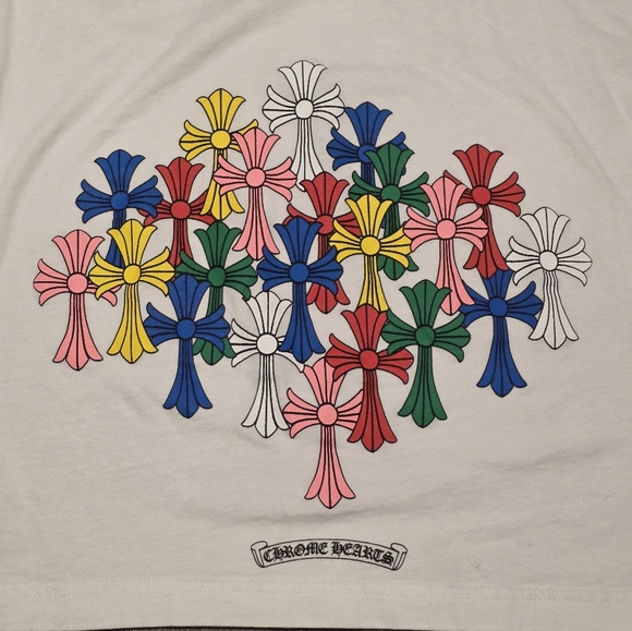 Chrome Hearts Multicolor Cross Cemetery White Mens Large T Shirt - Picture 7 of 10